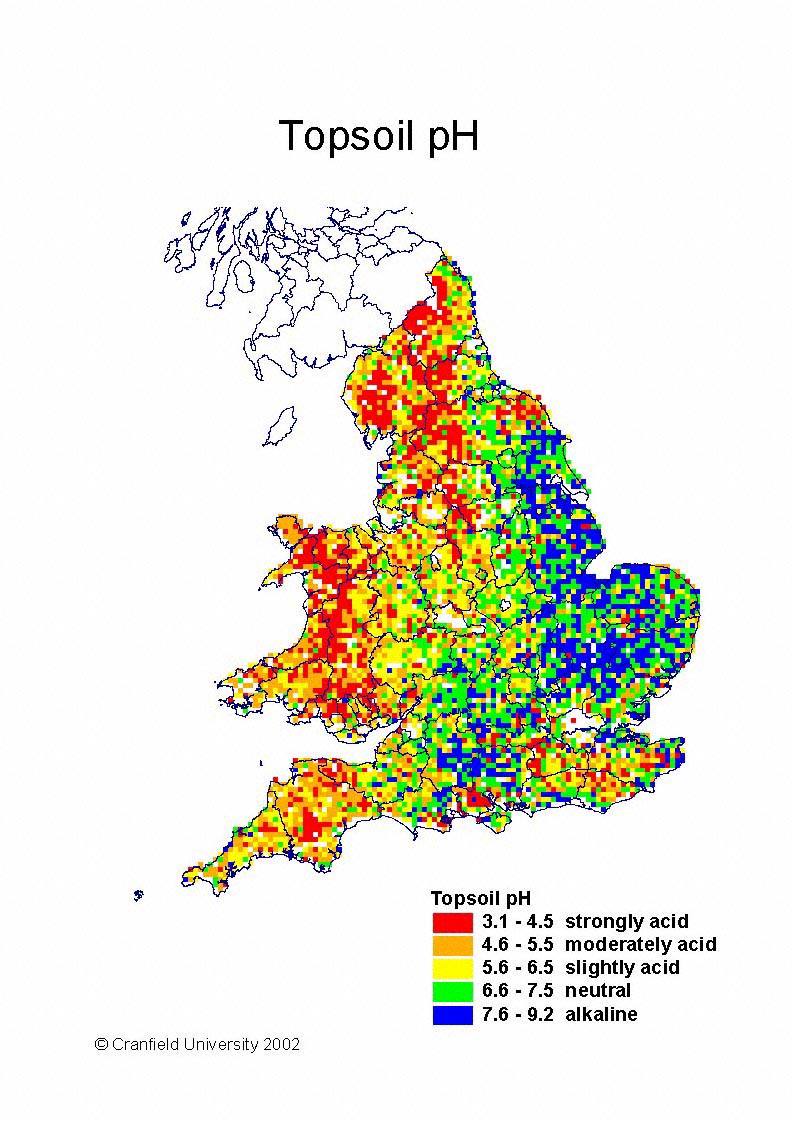 Map of soil ph in the UK
